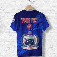 Custom Manu Samoa Rugby T Shirt Unique Version Full Blue, Custom Text and Number - Polynesian Pride