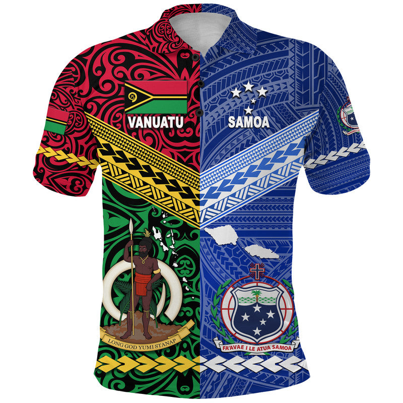 Samoa Vanuatu Polo Shirt Together LT8 Blue - Polynesian Pride