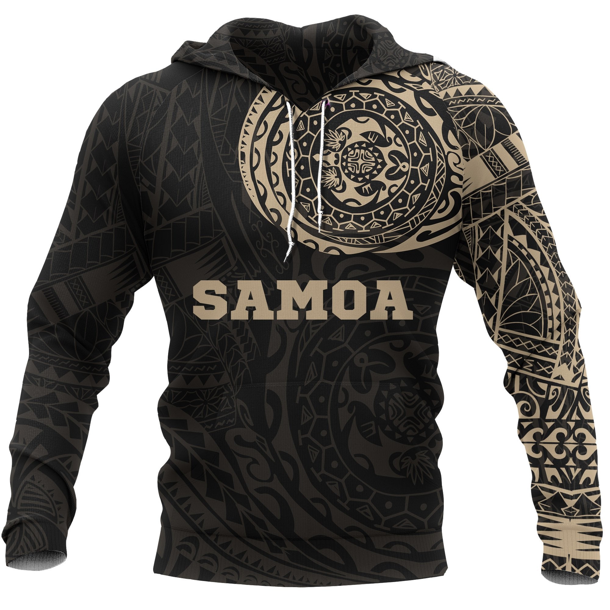 Samoa Hoodie Samoa Polynesian Tattoo Style Unisex Black-Gold - Polynesian Pride