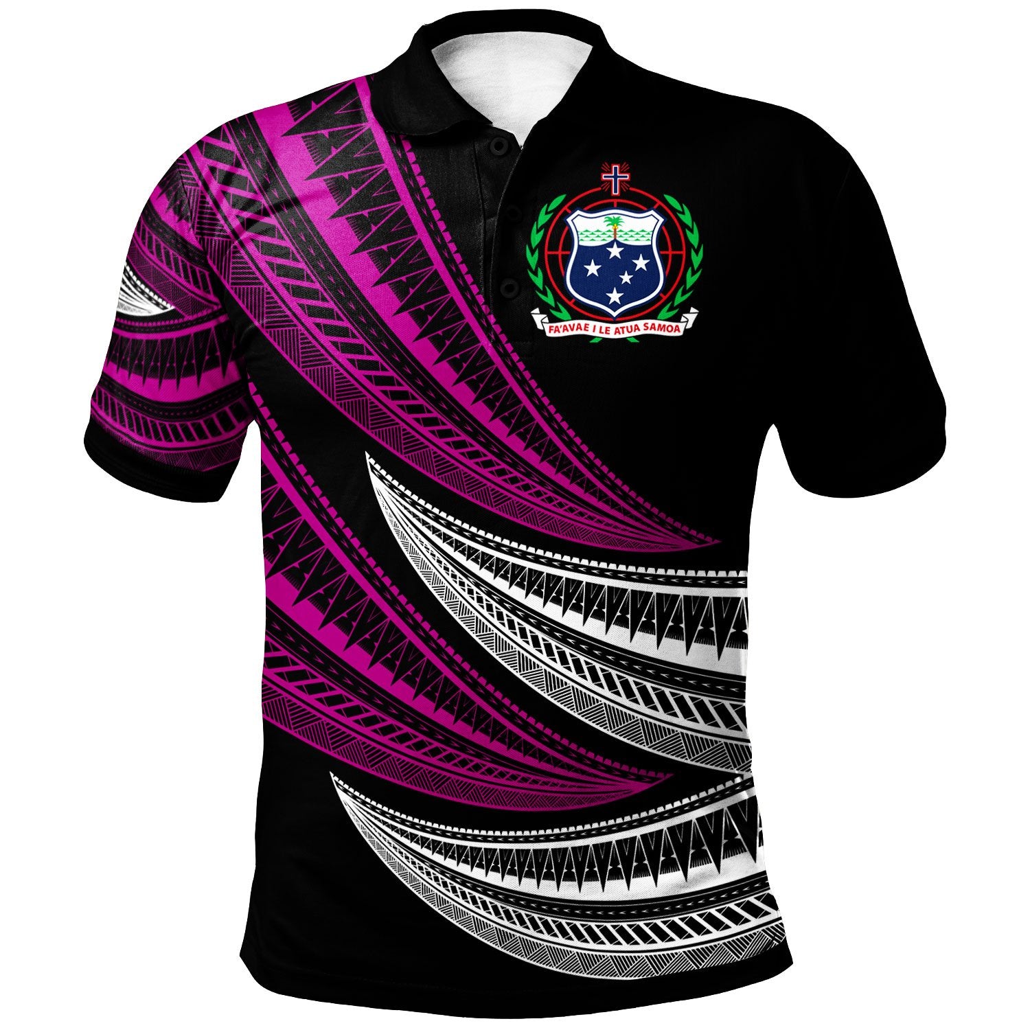 Samoa Custom Polo Shirt Wave Pattern Alternating Purple Color Unisex Purple - Polynesian Pride