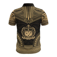 Samoa Polo Shirt Samoan Coat Of Arms Polynesian Chief Tattoo Gold Version - Polynesian Pride