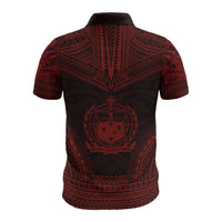 Samoa Polo Shirt Samoan Coat Of Arms Polynesian Chief Tattoo Red Version - Polynesian Pride
