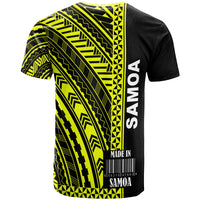 Samoa Custom T Shirt Barcode Yellow Color - Polynesian Pride