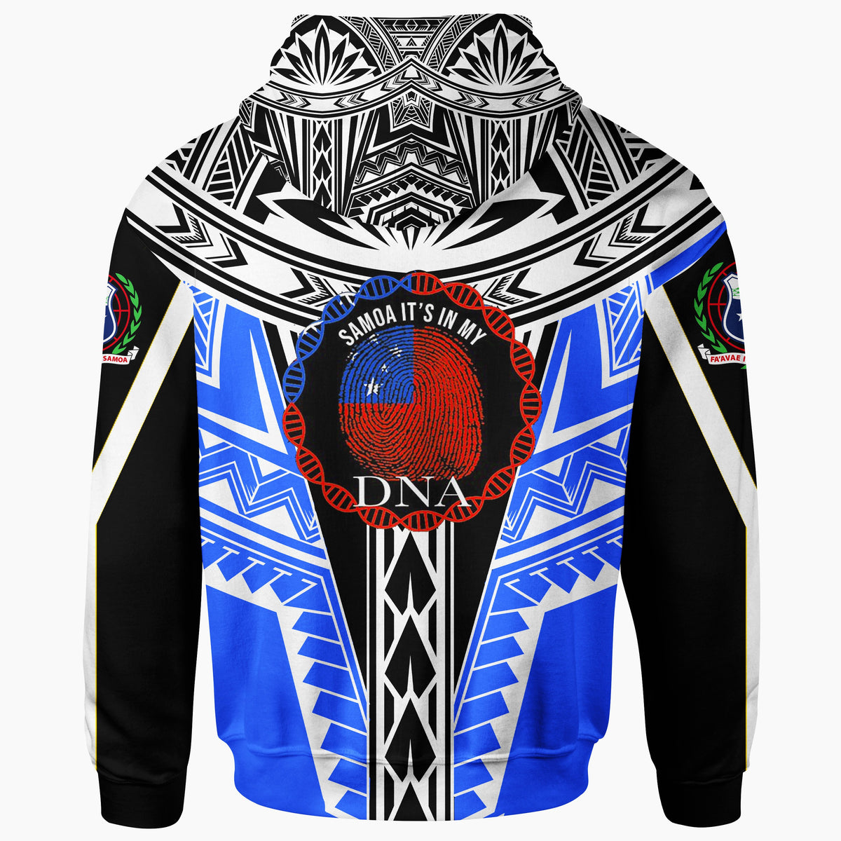 Samoa Zip up Hoodie Its In My DNA White Blue Color - Polynesian Pride