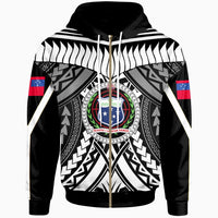 Samoa Zip up Hoodie Tooth Shaped Necklace Red Blue - Polynesian Pride