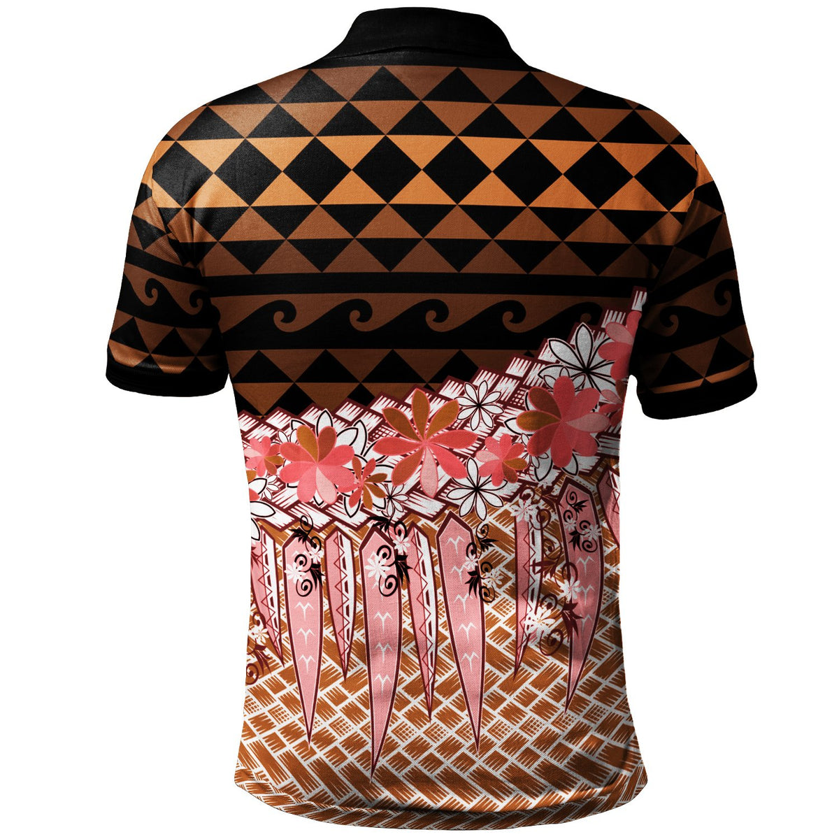Samoa Polo Shirt Coconut Leaves Weave Pattern Brown - Polynesian Pride