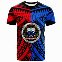 Samoa T Shirt Tooth Shaped Necklace Texture Red Blue Unisex Red Blue - Polynesian Pride