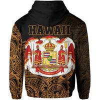 Hawaii Polynesian Warrior Mask Royal Coat Arms Zipper Hoodie - Polynesian Pride