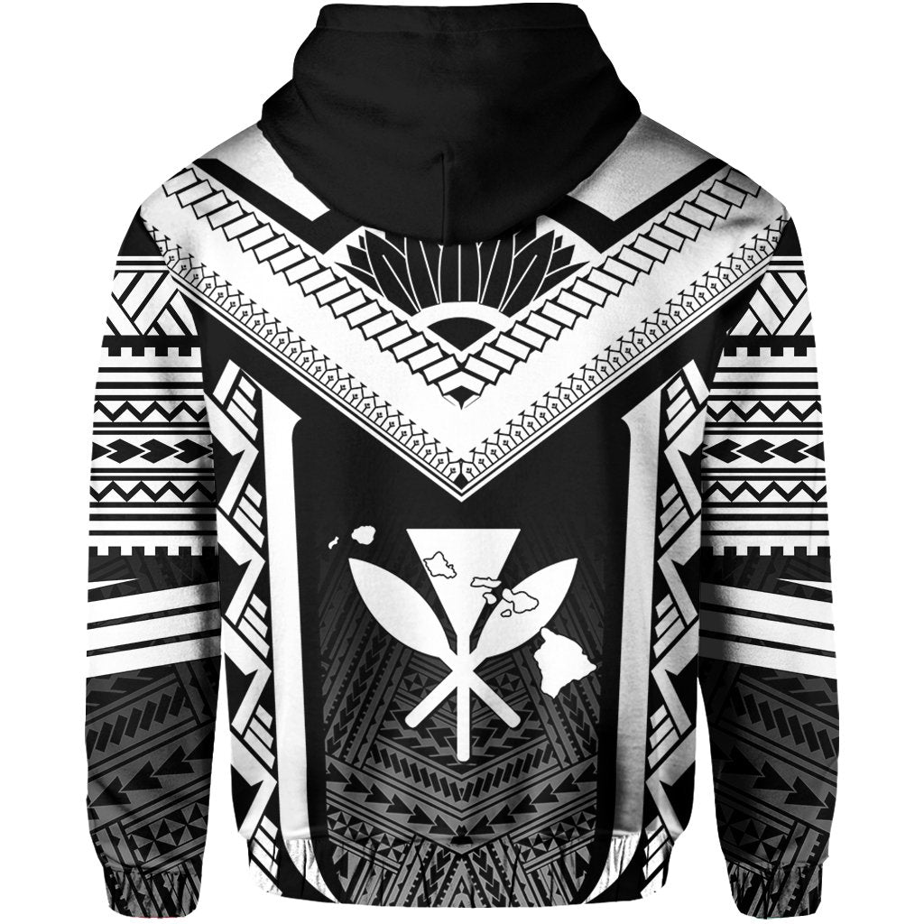 Hawaiian Kanaka Polynesian Zip up Hoodie Active White - Polynesian Pride