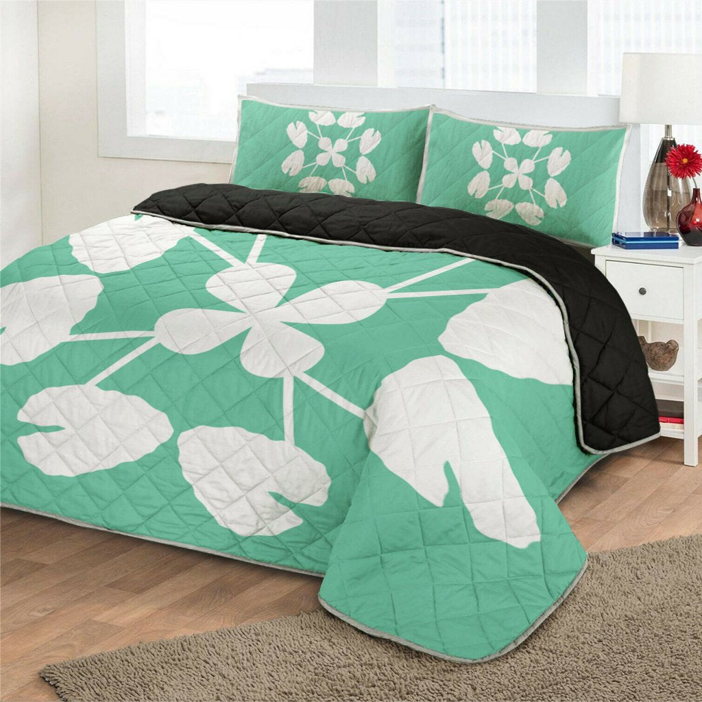 Hawaiian Royal Pattern Quilt Bed Set - Seafoarm - D3 Style - Polynesian Pride