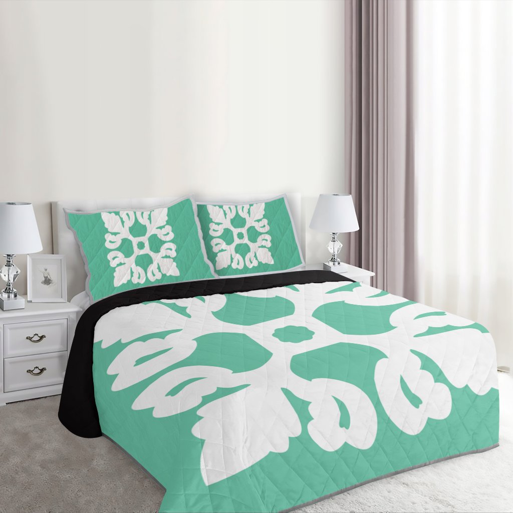 Hawaiian Royal Pattern Quilt Bed Set - Seafoarm - M1 Style - AH - Polynesian Pride
