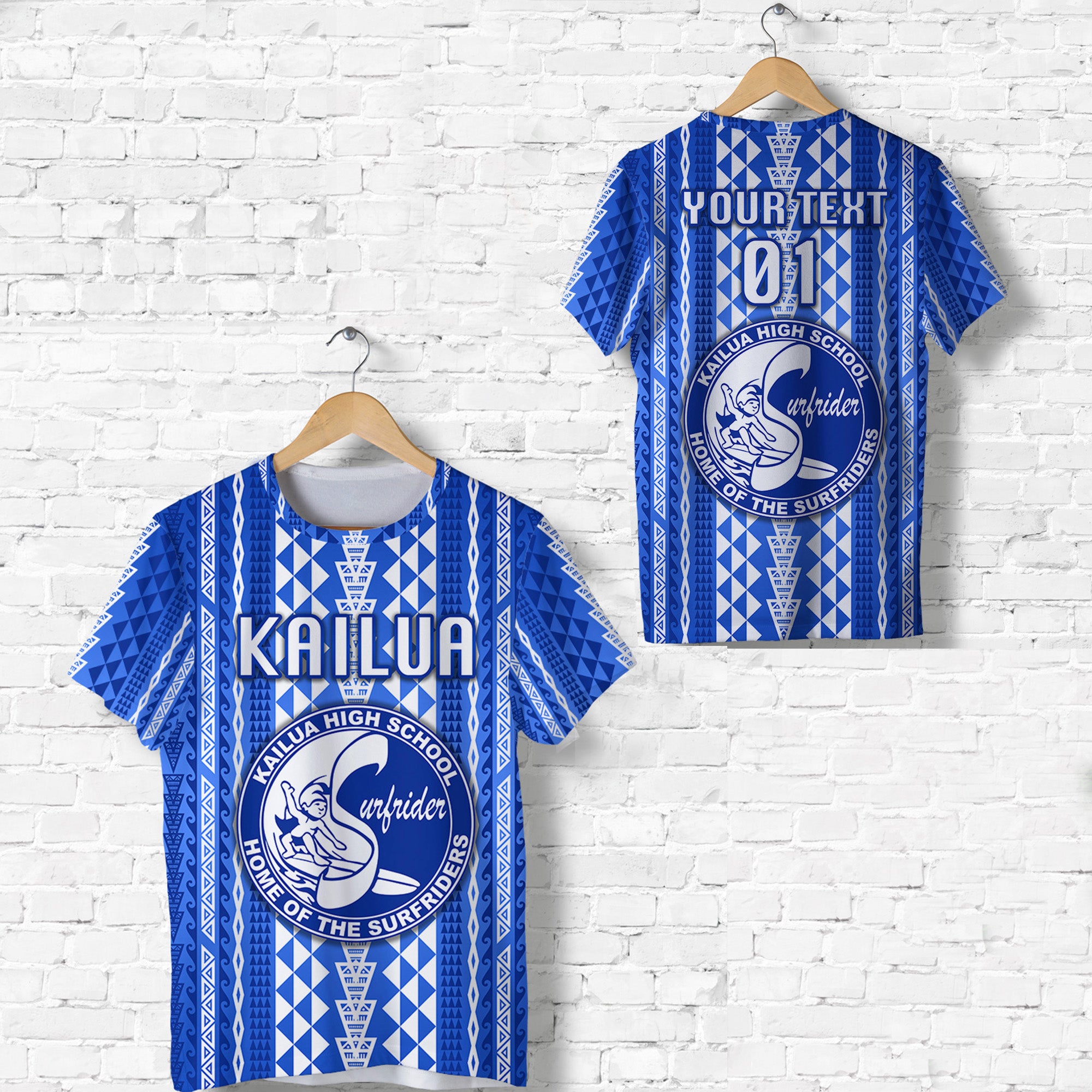 Custom Hawaii Kailua High School T Shirt Surfriders Simple Style LT8 Unisex Blue - Polynesian Pride