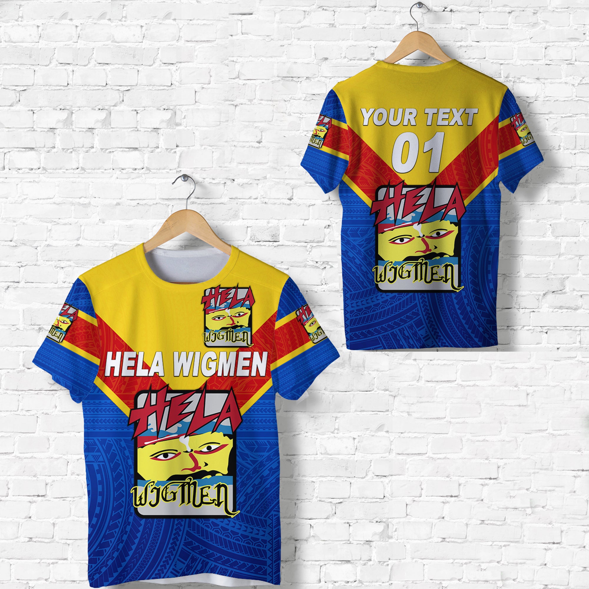 Custom Papua New Guinea Hela Wigmen T Shirt Rugby Original Style, Custom Text and Number LT8 Unisex Blue - Polynesian Pride