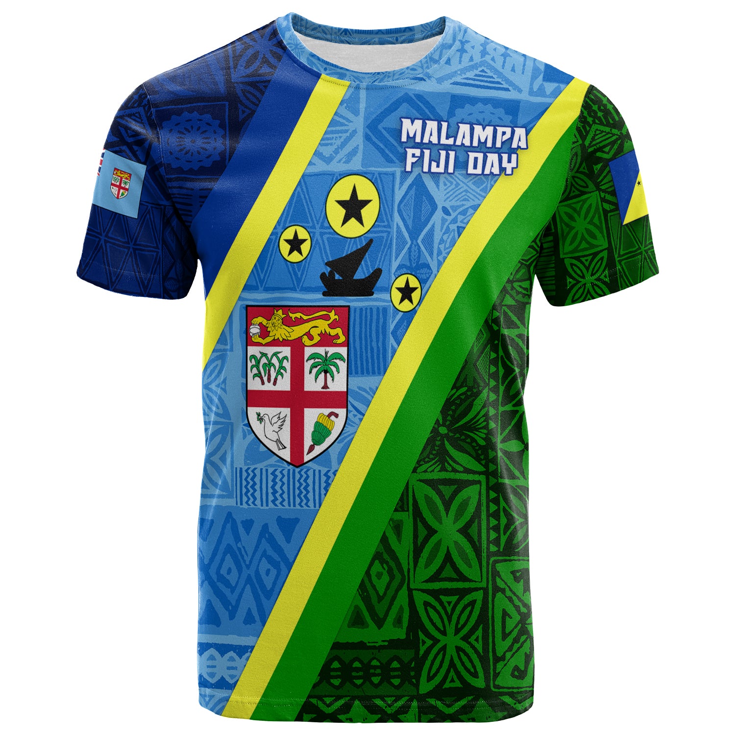 Vanuatu Malampa Fiji Day T Shirt Combine Flag Design LT4 Blue - Polynesian Pride