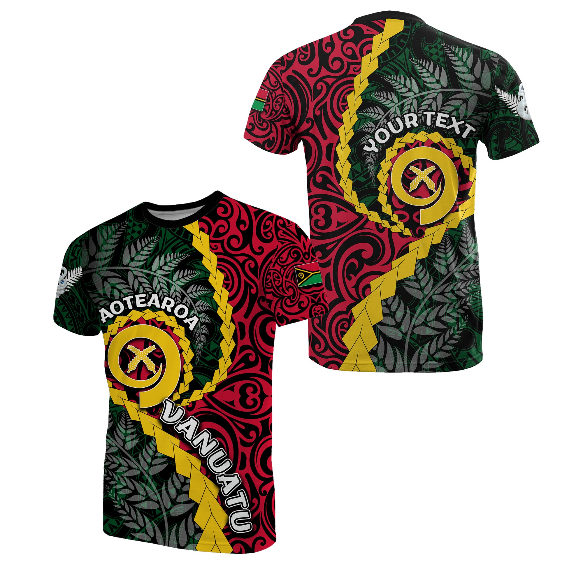 Custom Vanuatu T Shirt Mix Maori Silver Fern LT6 Unisex Red - Polynesian Pride