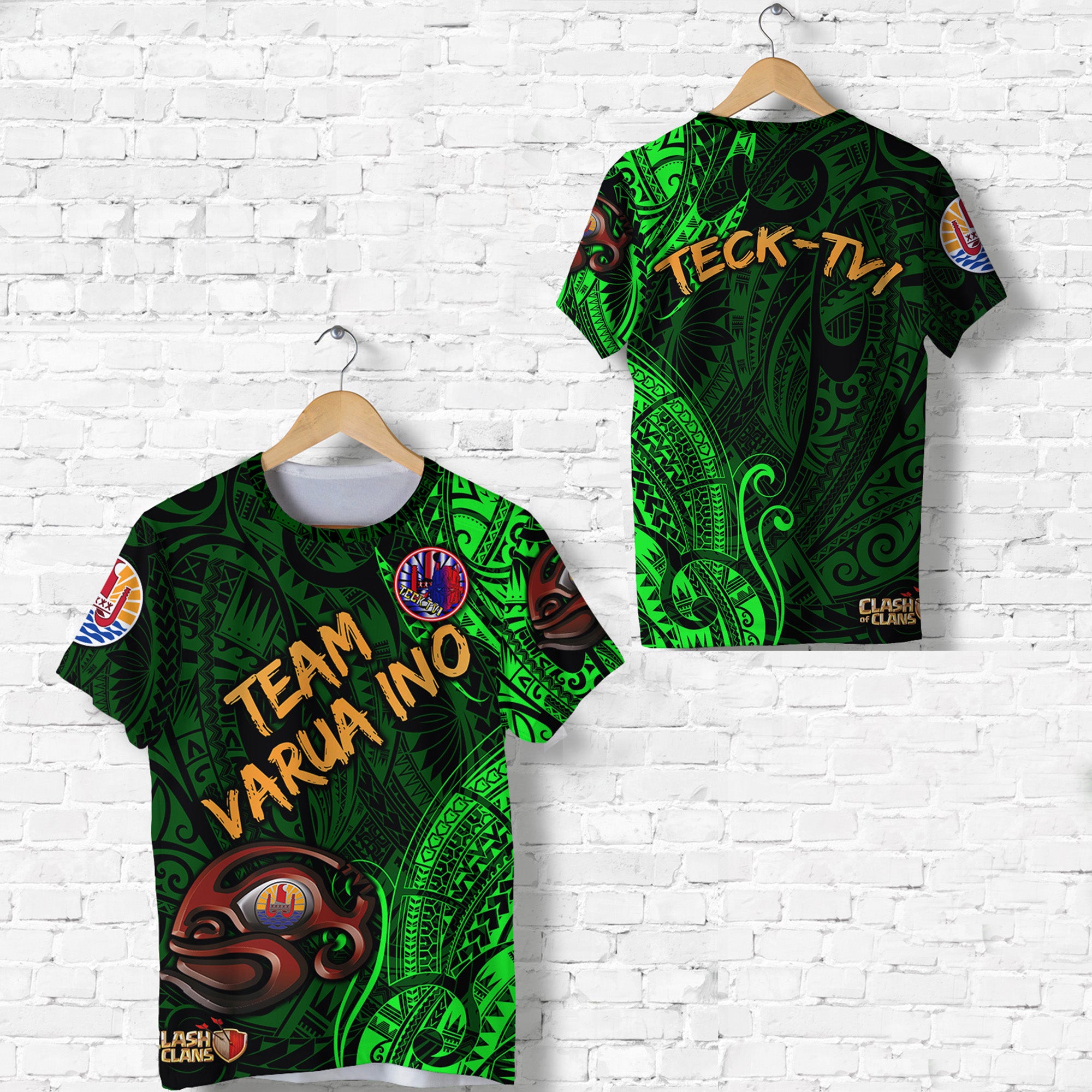 Teck TVI Number 1 Tahiti PC T Shirt Team Varua Ino Original 009 LT8 Unisex Green - Polynesian Pride