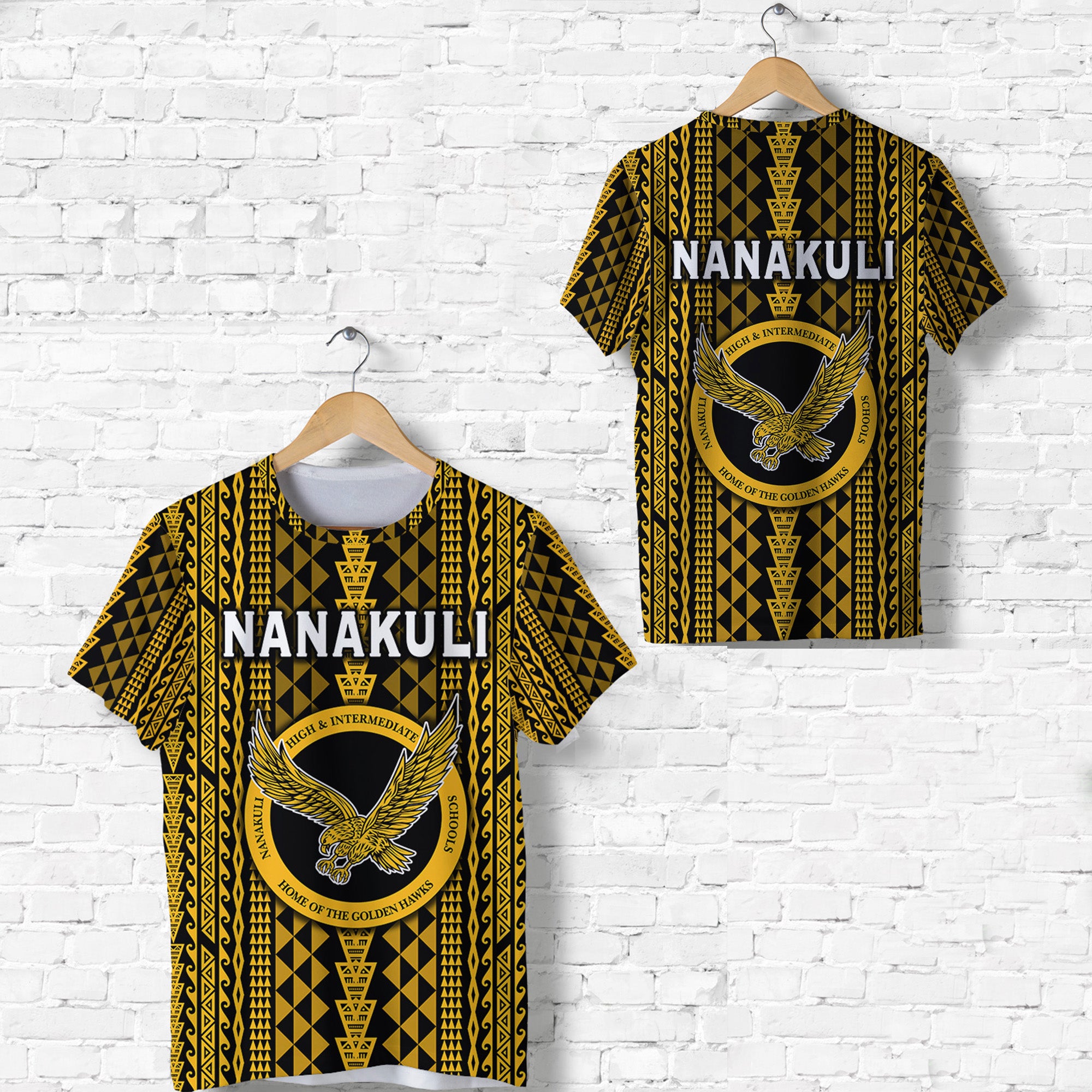 Hawaii Nanakuli School T Shirt Golden Hawks Simple Style LT8 Unisex Gold - Polynesian Pride