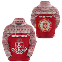 Kolisi Tonga Zip Hoodie Mate Maa Tonga Simple Version Ashburton Old Boys Unisex Red - Polynesian Pride