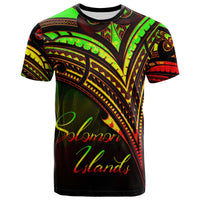 Solomon Islands T Shirt Reggae Color Cross Style Unisex Black - Polynesian Pride