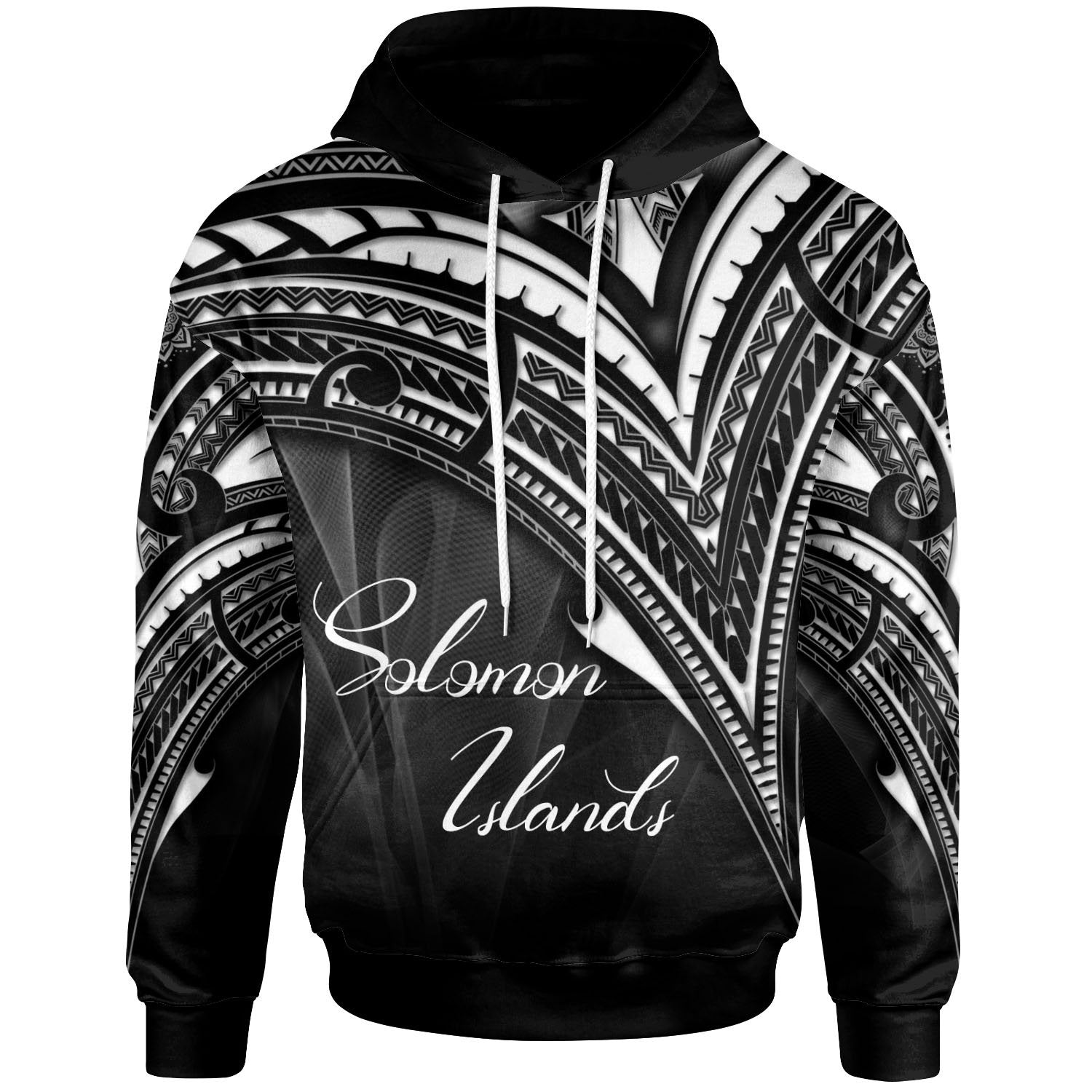 Solomon Islands Hoodie Cross Style Unisex Black - Polynesian Pride