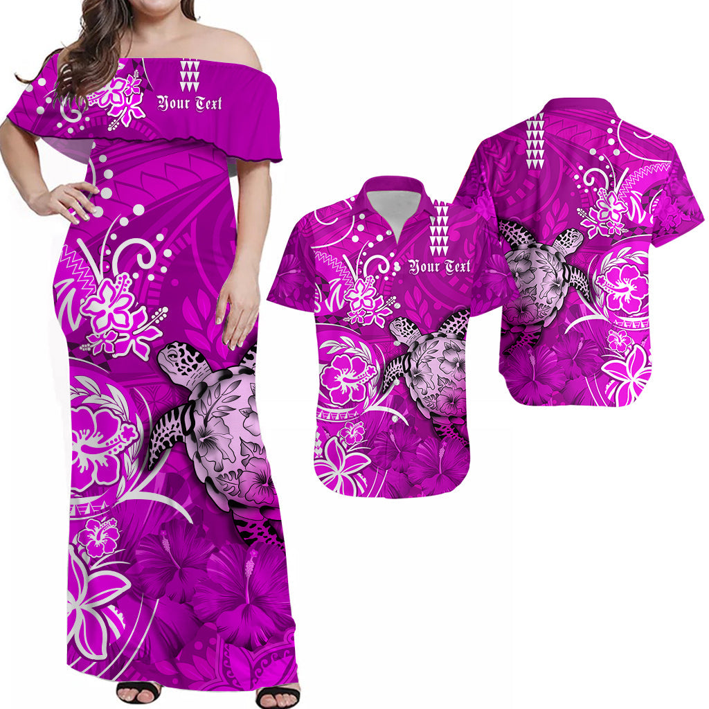 Custom His And Hers Hawaii Matching Clothing Matching Polynesian Tribal Pink Sea Turtle Honu and Hibiscus Dress and Hawaiian Shirt LT13 Pink - Polynesian Pride