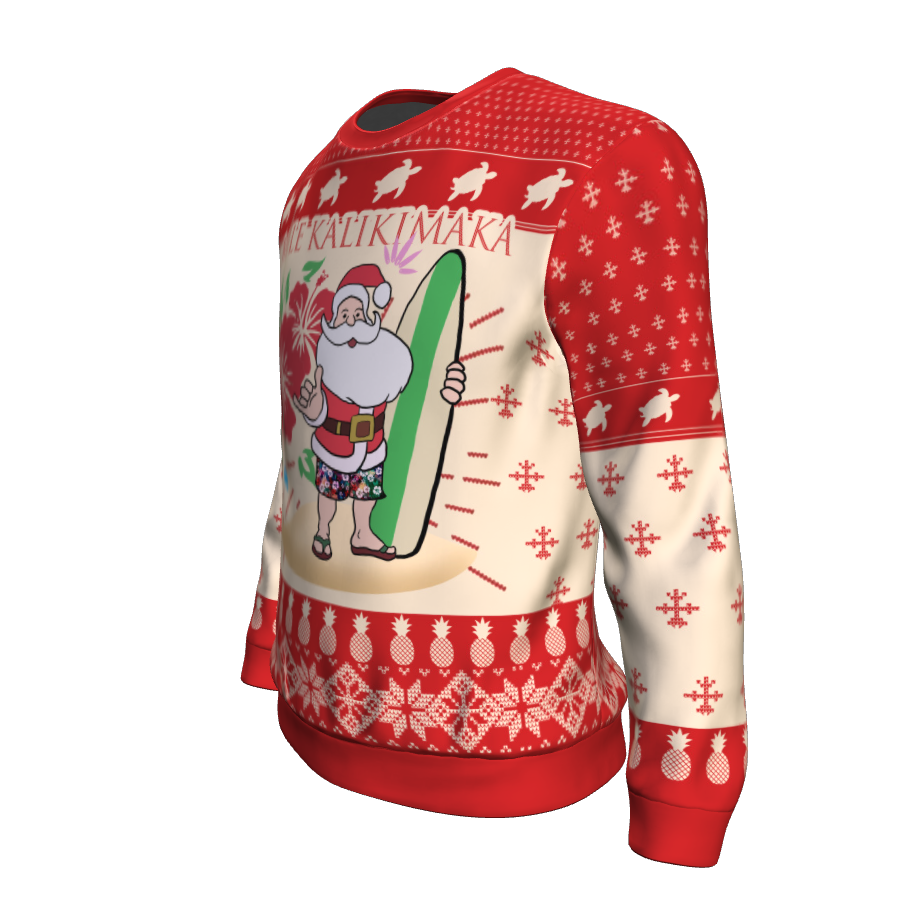 Hawaii Ugly Christmas Sweatshirt - Mele Kalikimaka Santa Claus Beach - Polynesian Pride