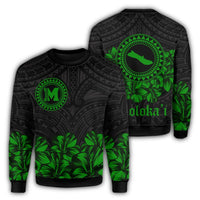 Molokai Map Hibiscus Polynesian Sweatshirt - Lithe Style - AH Unisex Green - Polynesian Pride