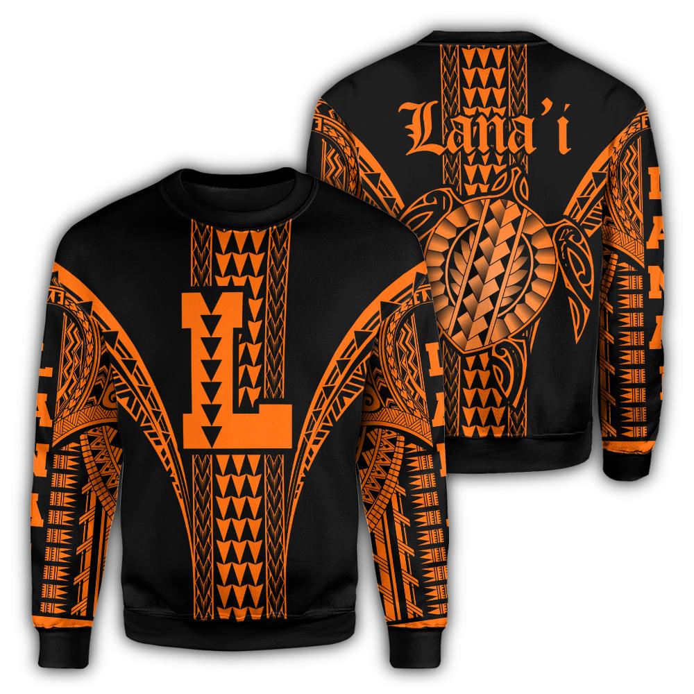 Lanai Island Polynesian Sweatshirt - Comely Style - AH Unisex Orange - Polynesian Pride