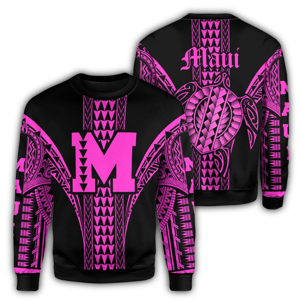 Maui Island Polynesian Sweatshirt - Comely Style - AH Unisex Pink - Polynesian Pride