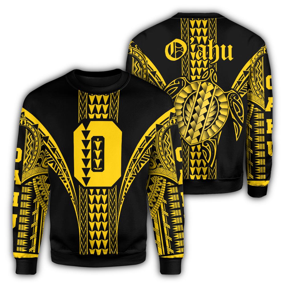 Oahu Island Polynesian Sweatshirt - Comely Style - AH Unisex Yellow - Polynesian Pride