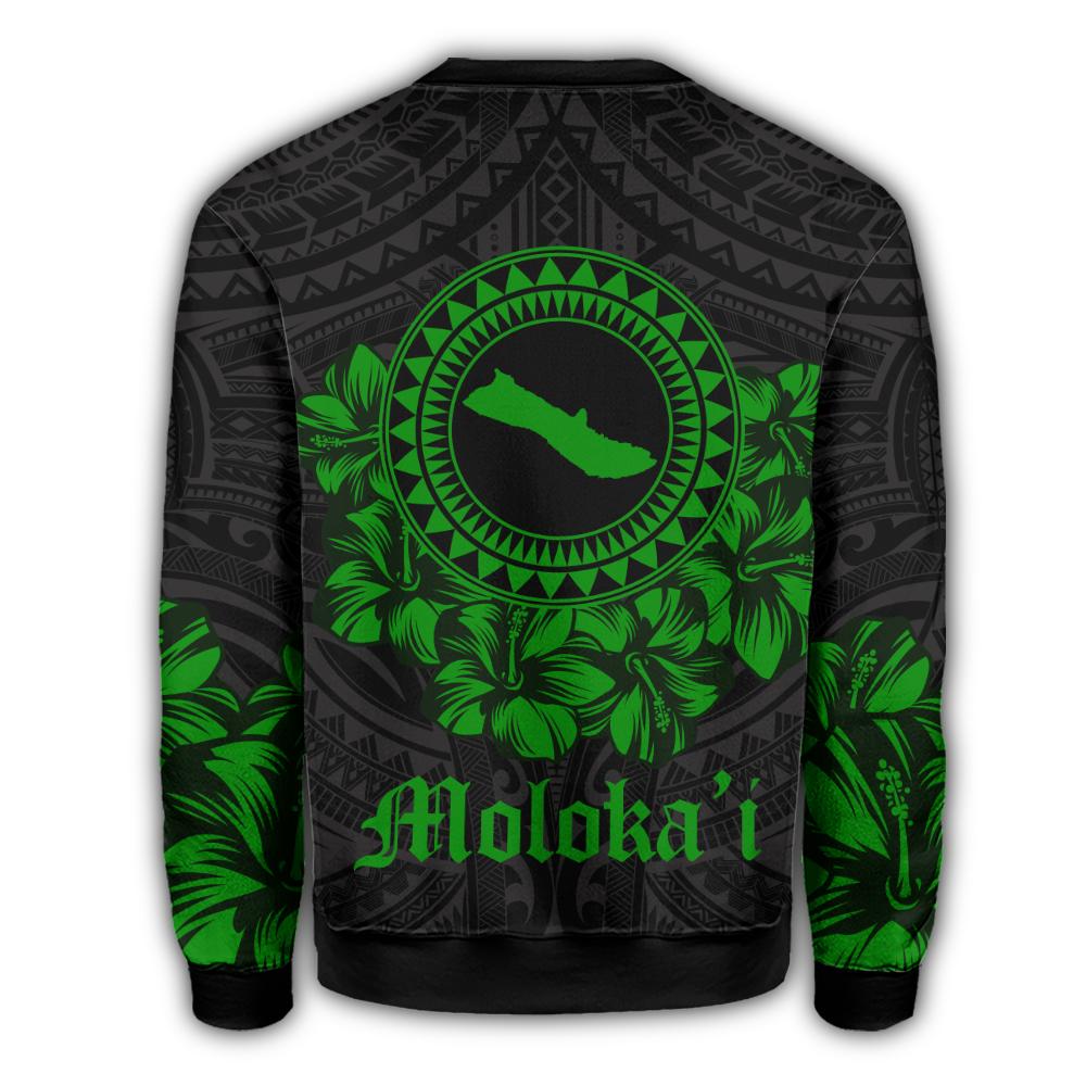 Molokai Map Hibiscus Polynesian Sweatshirt - Lithe Style - AH - Polynesian Pride