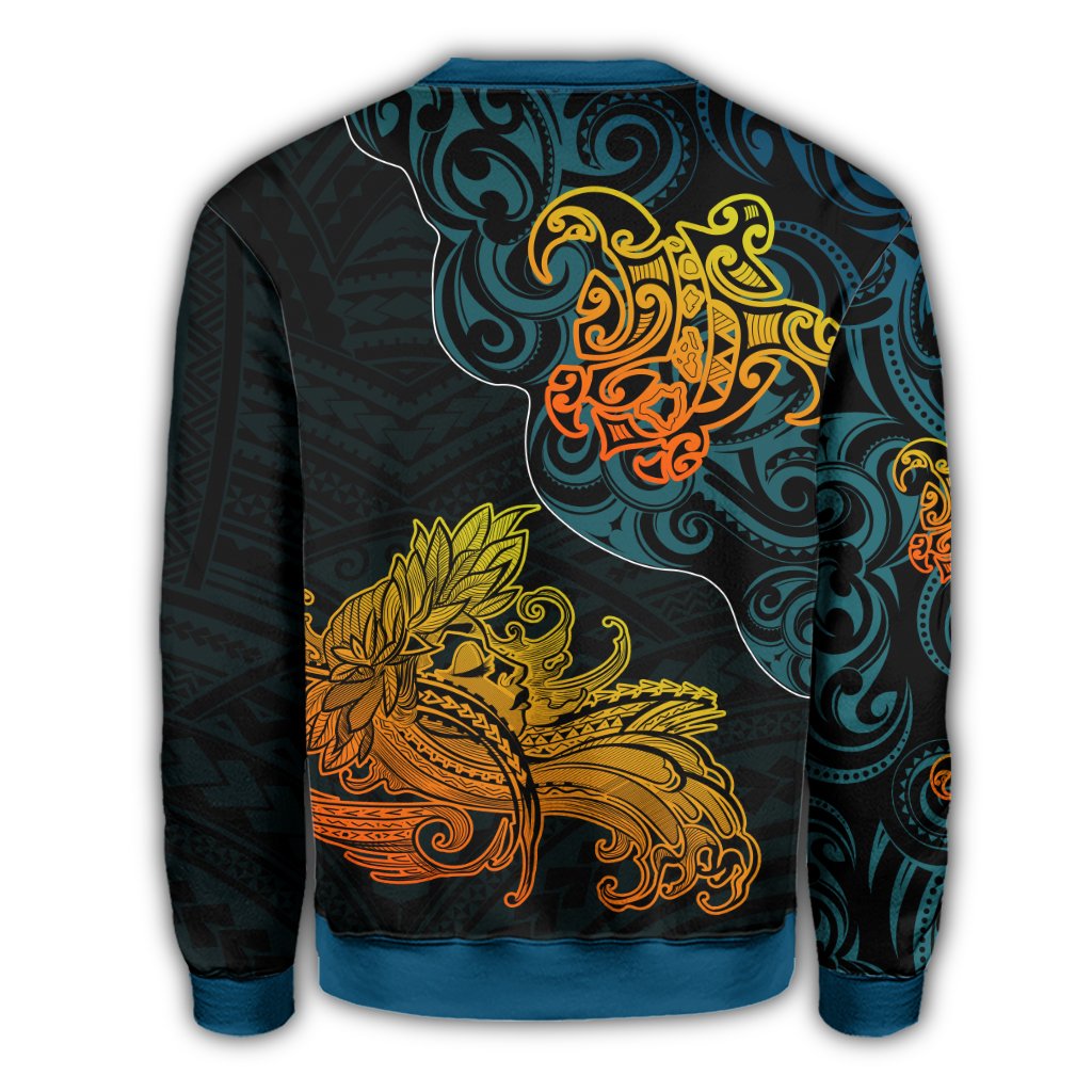 Hawaiian Polynesian Hula Girl And Turtle Sweatshirt - The Wave Style - AH - Polynesian Pride