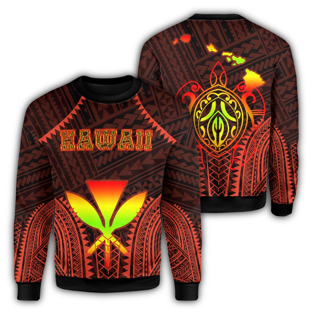 Hawaiian Kanaka Turtle Polynesian Sweatshirt - Orange - Stronge Style - AH Unisex Orange - Polynesian Pride