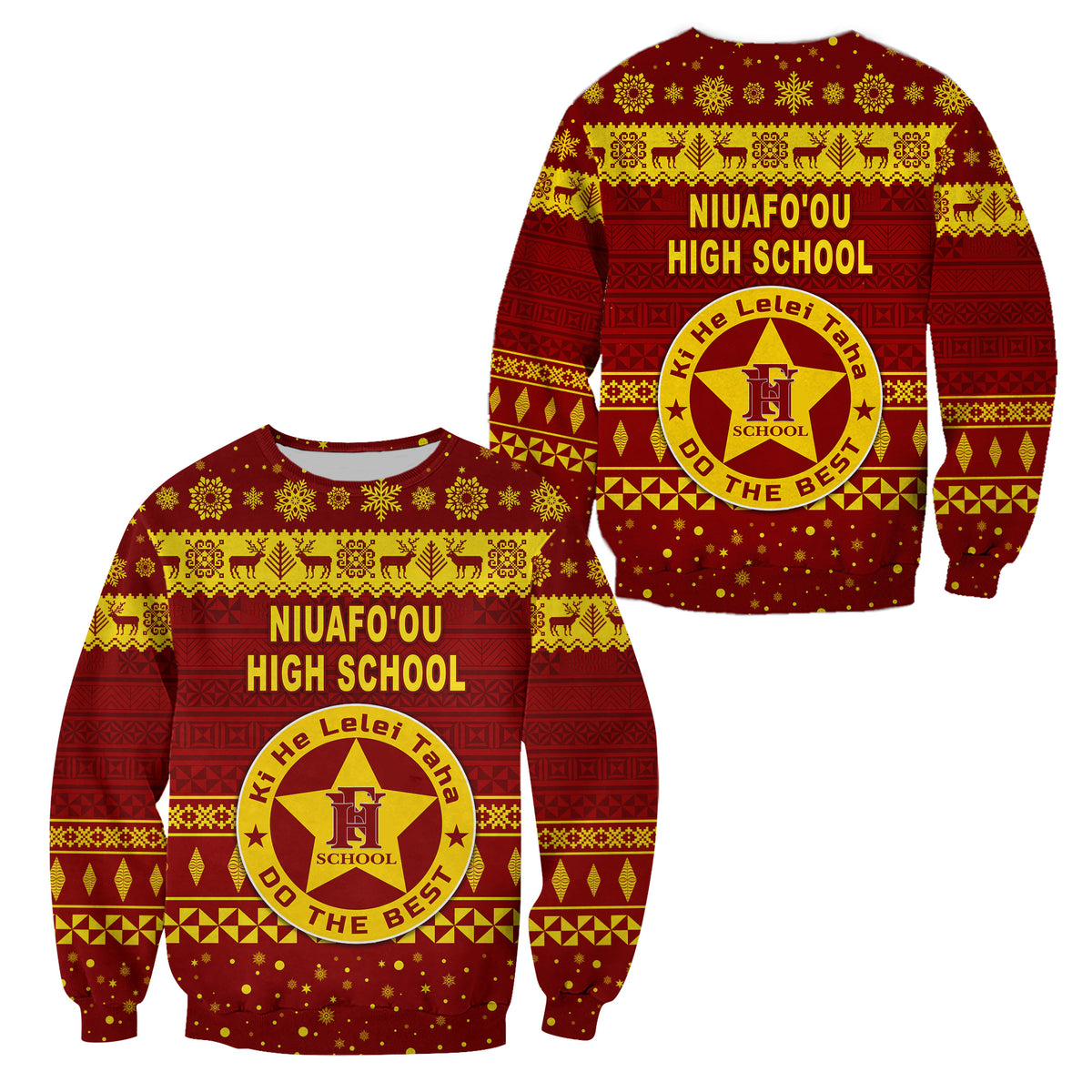Niuafo'ou High School Christmas Sweatshirt Simple Style LT8 Unisex Maroon - Polynesian Pride