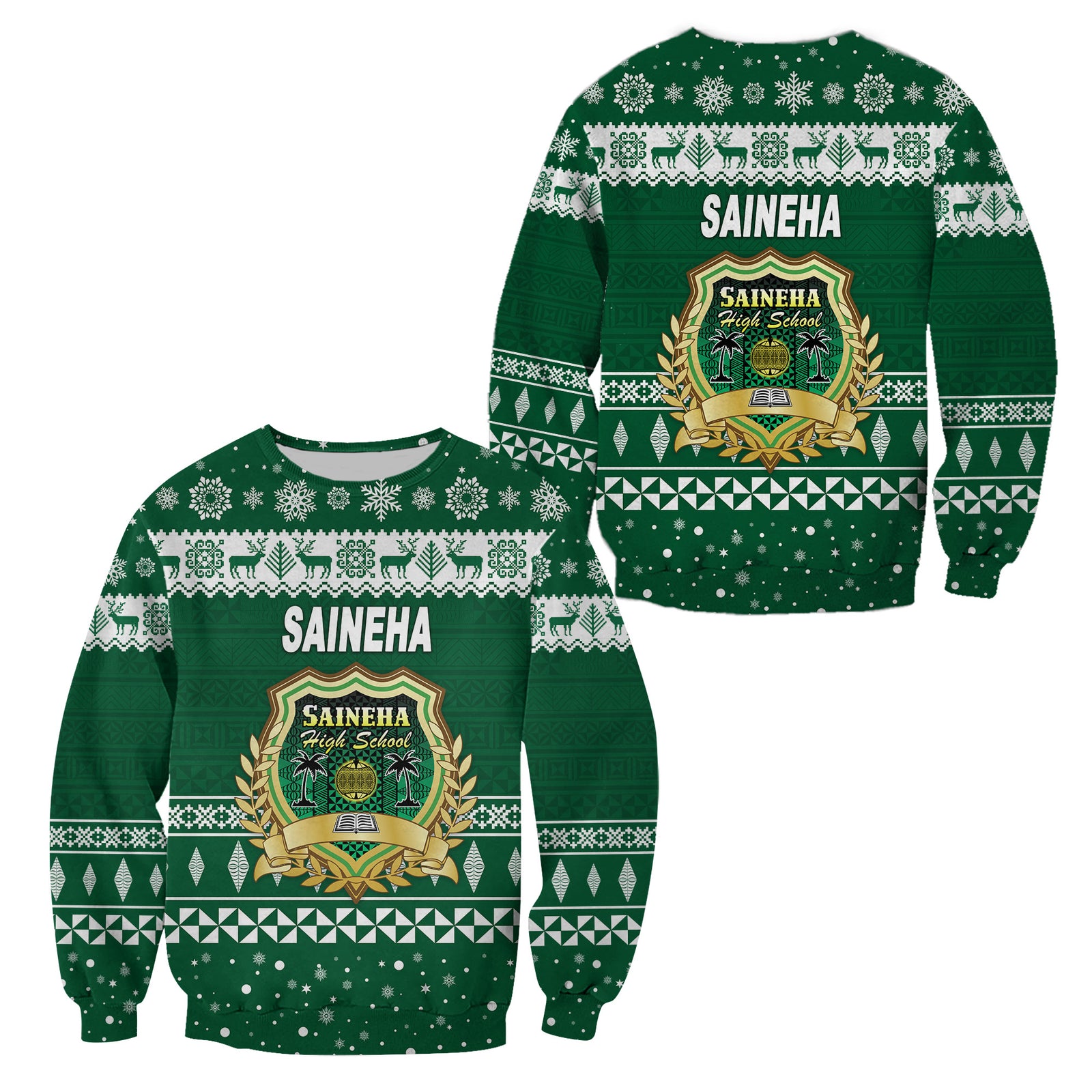Saineha High School Christmas Sweatshirt Simple Style LT8 Unisex Green - Polynesian Pride