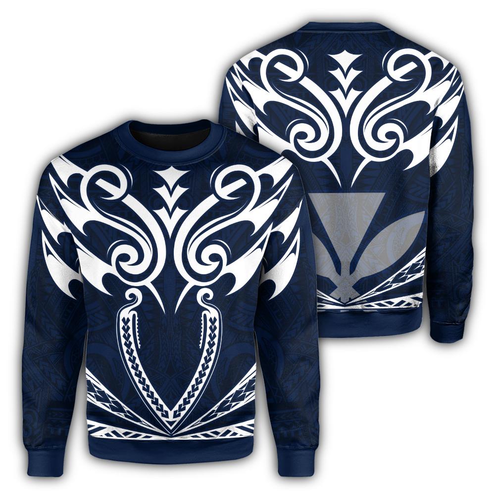 Hawaii Kanaka Polynesian Football Jersey Sweatshirt - Blue - Bernice Style - AH Unisex Blue - Polynesian Pride