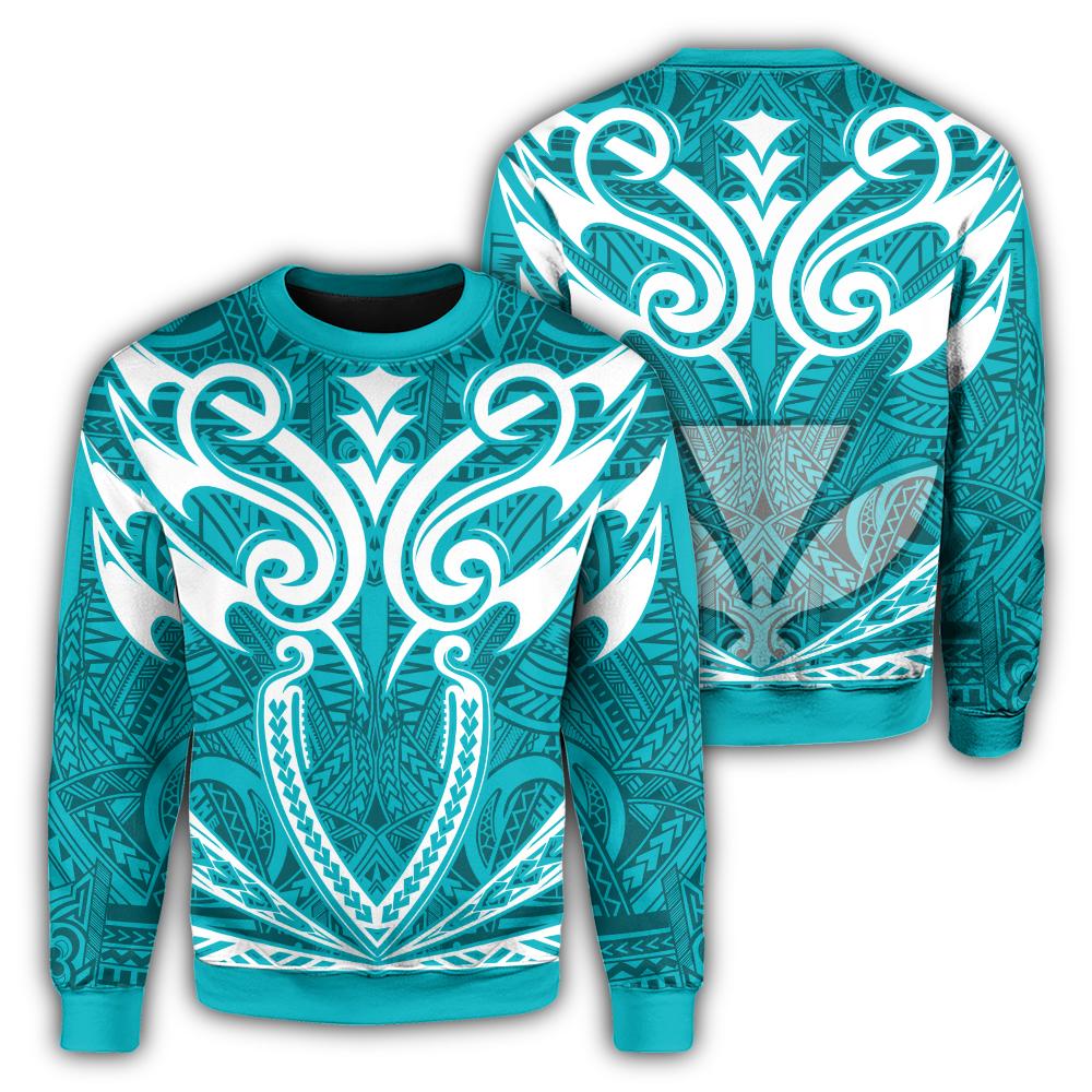 Hawaii Kanaka Polynesian Football Jersey Sweatshirt - Cyan - Bernice Style - AH Unisex Cyan - Polynesian Pride