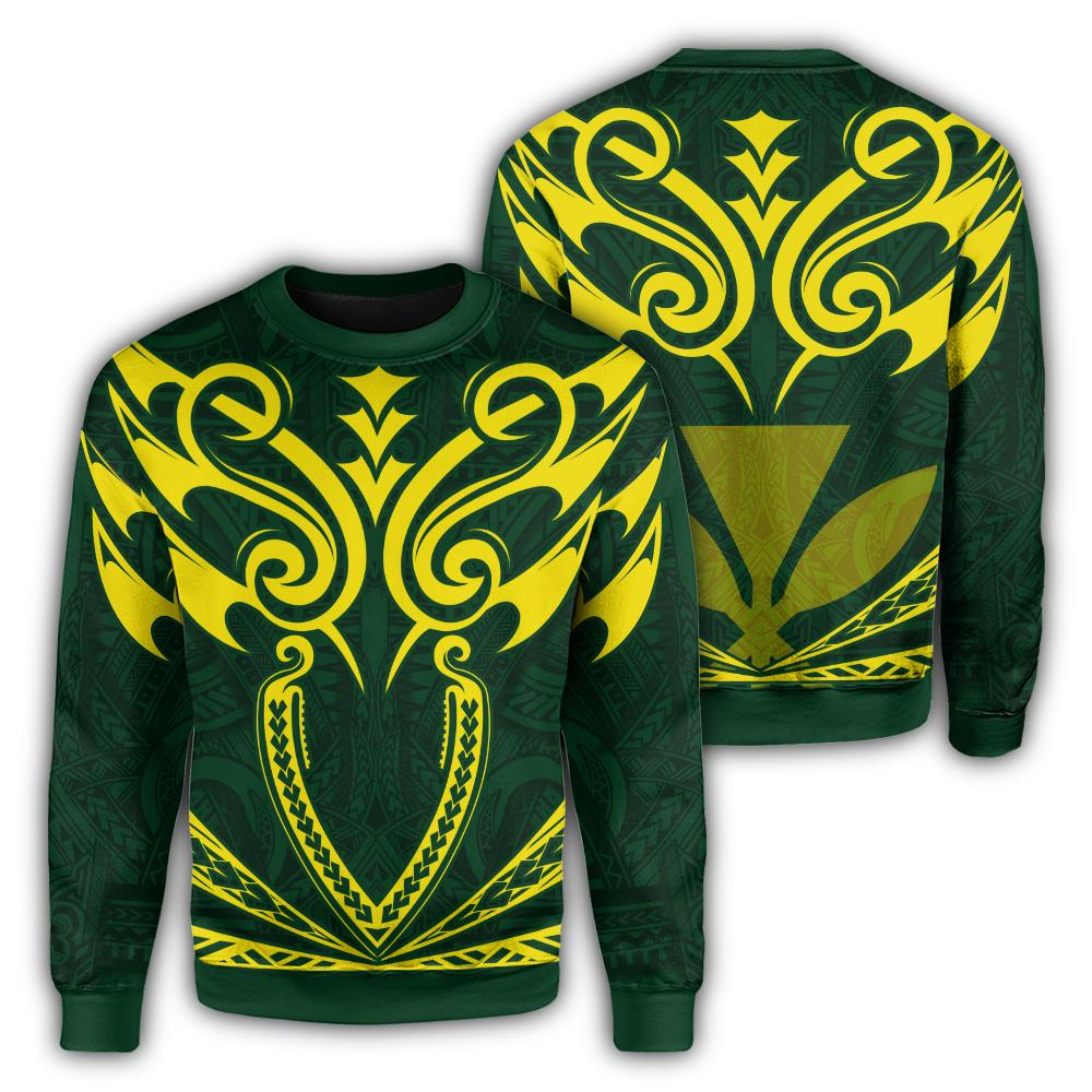 Hawaii Kanaka Polynesian Football Jersey Sweatshirt - Green - Bernice Style - AH Unisex Green - Polynesian Pride
