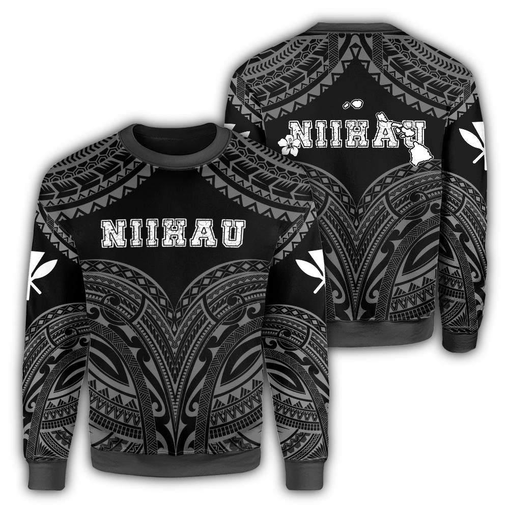 Hawaiian Kanaka Map Polynesian Niihau Sweatshirt - White - Brad Style - AH Unisex White - Polynesian Pride
