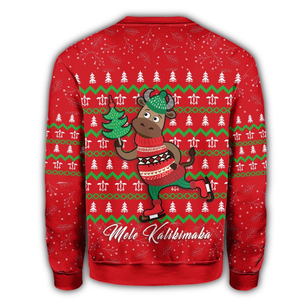 Hawaiian Turtle Christmas Sweatshirt - Red - Felix Style - AH - Polynesian Pride