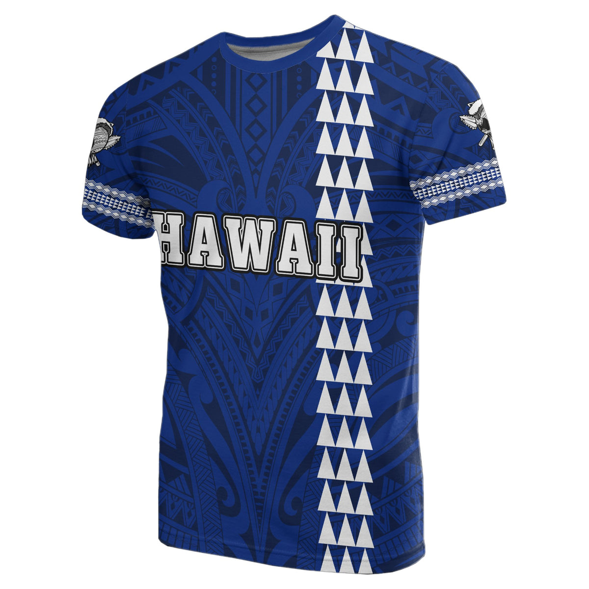 Hawaiian Islands Warrior Kakau Blue Polynesian T Shirt - Polynesian Pride