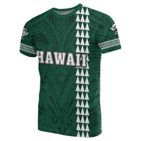 Hawaiian Islands Warrior Kakau Green Polynesian T Shirt - Polynesian Pride