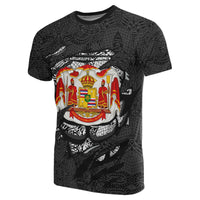 Custom Hawaii Royal King Tatau Gray Polynesian T Shirt - Polynesian Pride