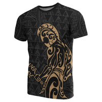 Polynesian Kakau Helmet Weapon Gold Kanaka Warrior T Shirt - Polynesian Pride