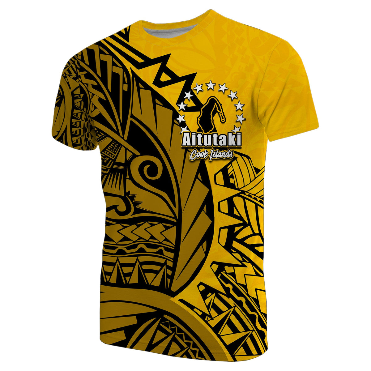 Custom Cook Islands T Shirt Aitutaki Polynesian Style LT6 Yellow - Polynesian Pride