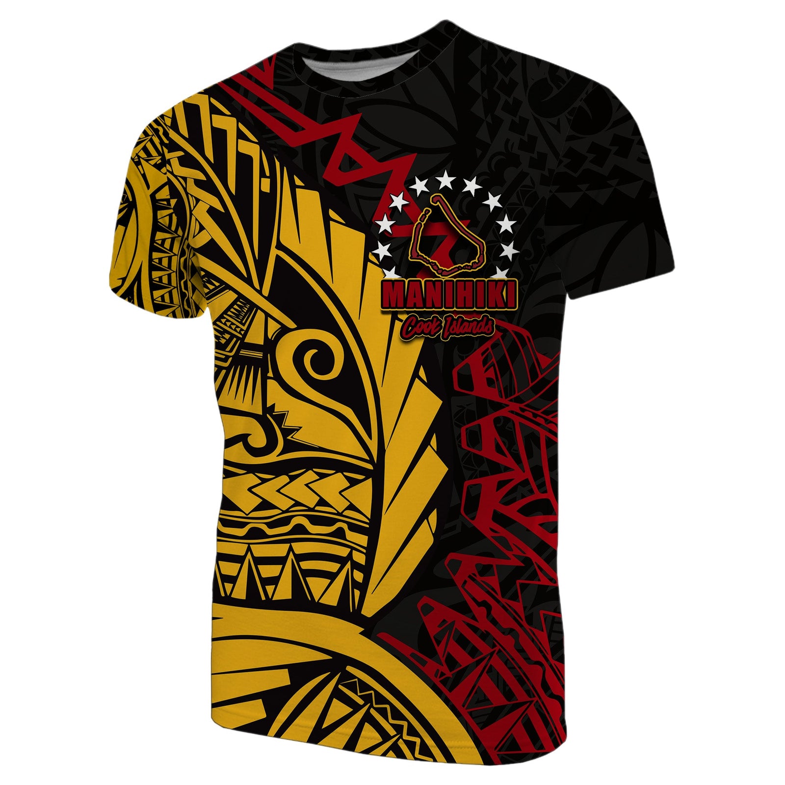 Custom Cook Islands T Shirt Manihiki Polynesian Style LT6 Black - Polynesian Pride