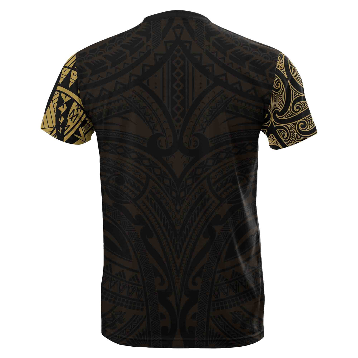 New Zealand T Shirt, Maori Polynesian Tattoo Gold - Polynesian Pride