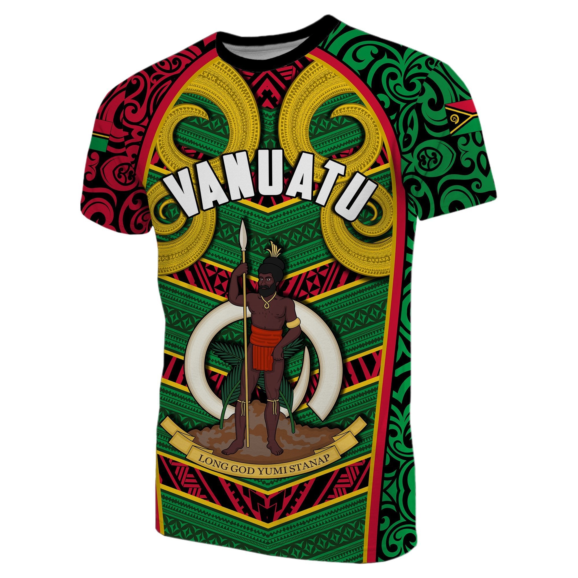 Vanuatu T Shirt Pig Tusk Polynesian Coat of Arms Unisex Art - Polynesian Pride