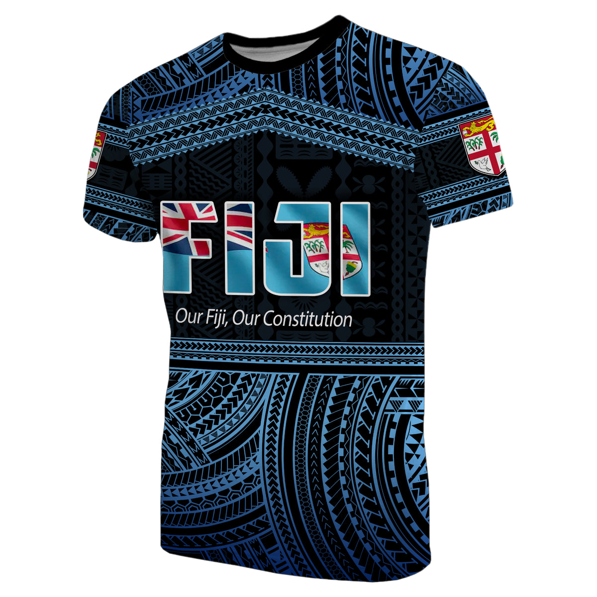Fiji Constitution Day Polynesian Patterns T Shirt LT6 Unisex Blue - Polynesian Pride