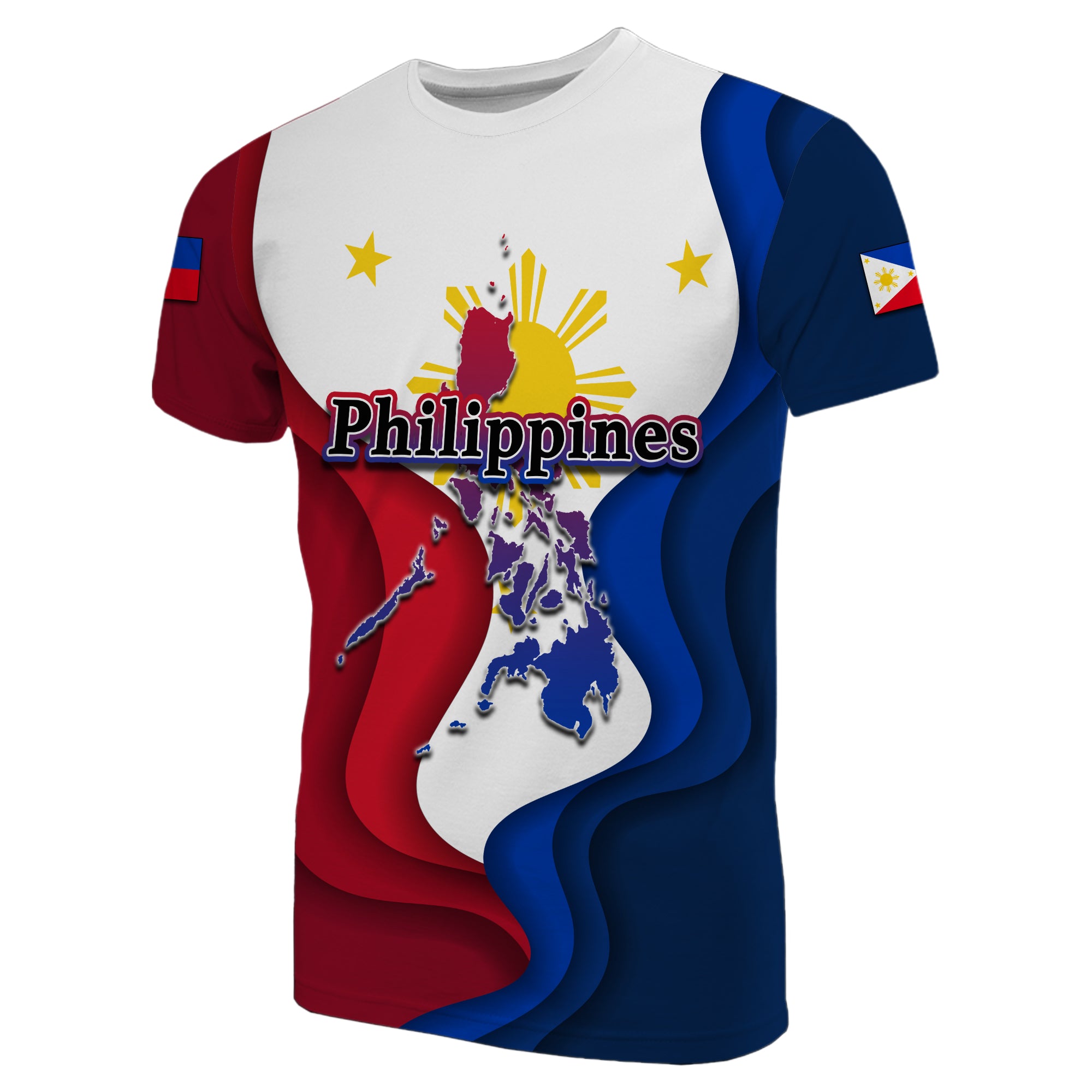 Custom Philippines T Shirt Flag Style LT6 Unisex White - Polynesian Pride
